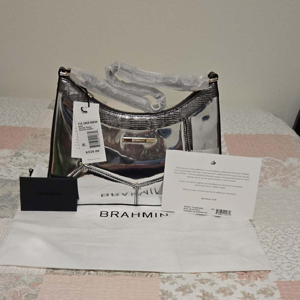 NWT Brahmin ESME Shoulder Bag In Chrome Tamar
